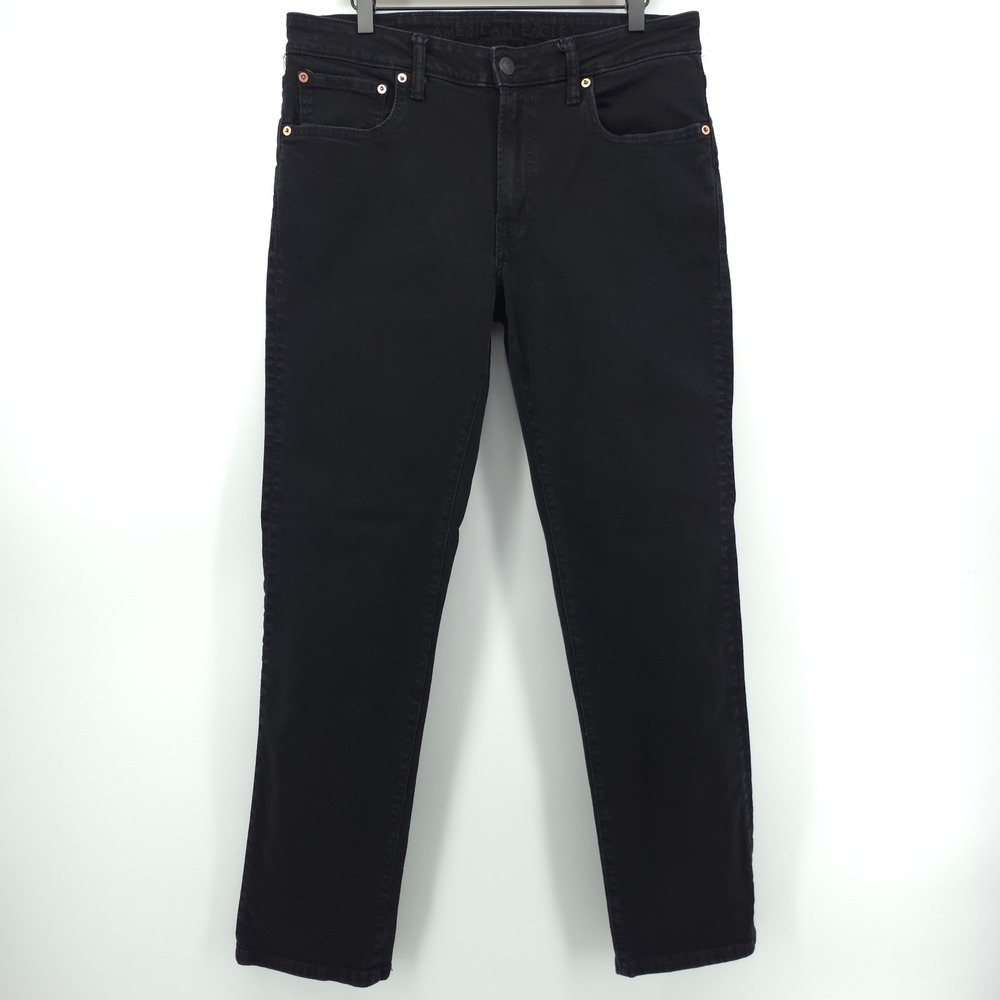 American Eagle Mens Jeans Airflex+ 34x32‎ Black Slim Straight Stretch Denim